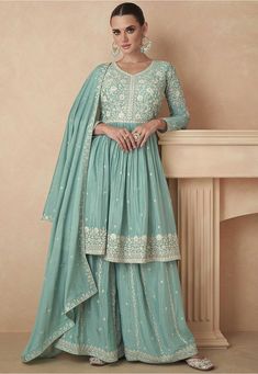 Plazzo Suits, Palazzo Suit, Sharara Suit, Readymade Saree, Salwar Kameez Designs, Designer Dresses Indian, Beautiful Saree, Embroidered Silk, Work Fashion