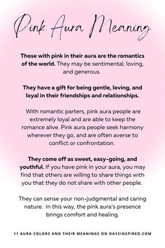 Light Pink Aura Meaning, Different Types Of Auras, How To Make Your Aura Stronger, Pink Person Meaning, Pink Aura Meaning, Different Aura Colors, Enchantress Aesthetic, Meaning Of Colours