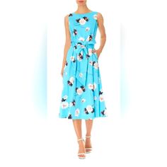 Anne Klein Blue And White Floral Sleeveless Midi Dress With Attached Sash Tie Belt, Pockets, And 12” Side Slits. 96% Cotton 4% Elastane. New With Tags Msrp $119. Size-Xs-Approximate Flat Measurements 17” Pit To Pit, 16” Waist, 47” Long. Color-Siren Blue Combo/Sky Blue. Super Soft, Perfect Dress For Date Night, Wedding, Party, Holiday, Spring, Summer, Or Any Occasion. This Beautiful Anne Klein Dress Is Perfect For Any Occasion. The Blue And White Floral Pattern Adds A Touch Of Elegance To The Sle Light Blue Sleeveless Floral Print Dress, Light Blue Floral Print Sleeveless Dress, Blue Floral Print Sleeveless Dress For Spring, Blue Sleeveless Dress With Floral Print For Spring, Sleeveless Light Blue Floral Print Midi Dress, Sleeveless Light Blue Midi Dress With Floral Print, Light Blue Sleeveless Dress For Spring, Spring Sleeveless Light Blue Midi Dress, Blue Floral Print Sleeveless Dress