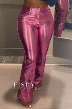 Fisdy - Pantalones pitillo de cintura alta en colores sólidos para un look versátil y refinado 70s Party Outfit, Classy Fall Outfits, Polished Casual, Two Piece Jumpsuit, Feminine Women, Blonde Pixie, Pixie Cuts, Pink Outfits