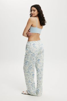 Haven Wide Leg PantCotton On Women - Haven Wide Leg Pant - Tropical Toile/BlueCotton On | Women | Clothing | PantsCotton On | Women | Clothing | PantsCotton On | Women | Clothing | Pants Spring Lounging Blue Pants, Cotton Lounging Pants For Spring, Cotton Pants For Spring Lounging, Blue Cotton Bottoms For Lounging, Cotton Ankle-length Lounging Pants, Cotton Ankle-length Lounge Pants, Blue Ankle-length Sweatpants For Spring, Blue Ankle-length Daywear Bottoms, Blue Ankle-length Pants For Daywear