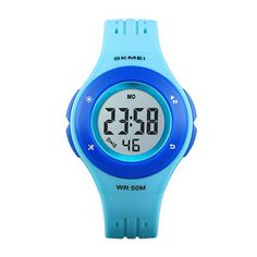 SKMEI Classic Children Digital Watch Casual Blue Watch With Stopwatch, Outdoor Blue Digital Watch With 10atm Water Resistance, Blue Digital Watch With 10atm Water Resistance For Outdoor, Blue Digital Watch With Round Dial For Outdoor, Blue Digital Watch With Stopwatch And Round Dial, Blue Sports Watch With Stopwatch, Blue Watch With Stopwatch For Outdoor Activities, Blue Outdoor Activity Watch With Stopwatch, Blue Sporty Watch With Stopwatch