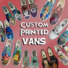 Custom Painted Vans made to order! **Please reference last photo on listing for tier types and prices, message me first to discuss design and price before ordering** All completed Vans will be water and weather-proofed as well as able to move and bend freely without any cracking of the paint or creasing. Message me through Etsy or Instagram (29.customs) to discuss your design. **Please include your size** (men's, women's, and children sizes available), any preferred colors, patterns, characters, Custom Painted Vans, Painted Vans, Sneakers Athletic, Myrtle Beach Sc, Custom Vans, Custom Painted, Myrtle Beach, Custom Shoes, Custom Paint