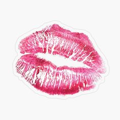 a pink lipstick sticker on a white background