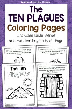 the ten plagues coloring pages and handwriting on each page