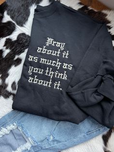 " Pray about it as much as you think about it." We are loving this new chest design. S-4X handmade by our staff premium cotton blend 50/50 unisex sizing COLORS MY SLIGHTLY DIFFER IN SIZES DUE TO STOCK LEVELS AND SCREEN RESOLUTIONDUE TO ALL OF OUR ITEMS BEING HANDMADE PLEASE ALLOW UP TO 14 BUSSINESS DAYS FOR ORDERS TO BE PROSSESED. Pray About It, Chest Design, Think About It, Cotton Blend, Screen, Design