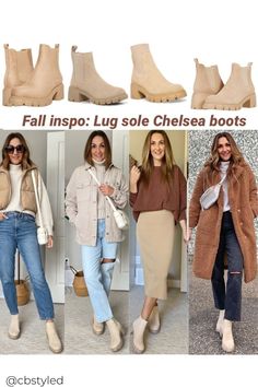 Lug Sole Chelsea Boots, White Boots Outfit, Outfit Botas, Boots Outfit Ankle, Booties Outfit, Beige Outfit, Sweater Outfit