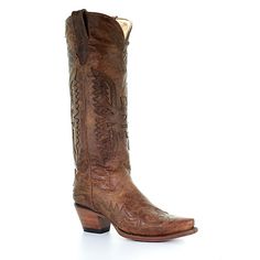 Corral Women's Vintage Brown-Brown Tall Eagle Overlay Boots - 1481731 at Tractor Supply Co. Southwestern Brown Snip Toe Boots, Brown Southwestern Snip Toe Boots, Brown Heeled Boots For Western-themed Fall Events, Western Brown Snip Toe Heeled Boots, Western Boots With Leather Sole In Distressed Brown, Western Style Distressed Brown Boots With Leather Sole, Brown Snip Toe Heeled Boots For Rodeo, Vintage Brown Western Boots For Fall, Brown Leather Heeled Boots For Western Events