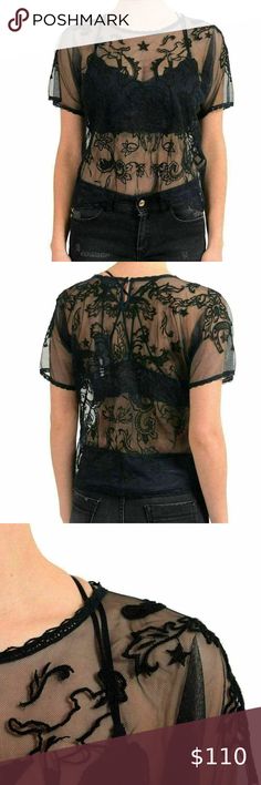 Just Cavalli Embroidered See Through Blouse Top JUST CAVALLI WOMEN'S EMBROIDERED SEE THROUGH SHORT SLEEVE BLOUSE TOP US S IT 40 Country/Region of Manufacture: Turkey Retail Value: $495.00 This is authentic Just Cavalli Women's Embroidered See Through Short Sleeve Blouse Top SKU: KJ-11260 Model: S02NC0152N38648511F Material: 100% Polyester Bust: 19" Length: 19.5" Just Cavalli Tops Blouses Floral Embroidery Lace Top With Short Sleeves, Lace Top With Floral Embroidery For Party, Embroidered Short Sleeve Lace Blouse, Elegant Black Embroidered Summer Top, Short Sleeve Embroidered Lace Blouse, Embroidered Lace Blouse With Short Sleeves, Lace Blouse With Floral Embroidery, Party Blouse With Lace Patchwork And Short Sleeves, Fitted Embroidered Top With Lace Trim