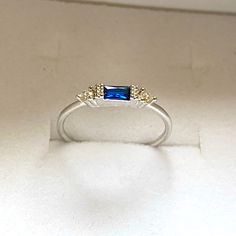 Size: 6 Natural Blue Sapphire & Diamonds Blue Sapphire Diamond Ring, Blue Sapphire Diamond, 6 Rings, Sapphire Diamond Ring, Ring Color, Natural Blue Sapphire, Baguette Cut, Sapphire Diamond, Womens Jewelry Rings