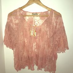 Brand New, Blush, Soft And Lightweight! Perfect To Put Over A Dress Or Wear With Jeans! Pink Bohemian Lace Top, Pink Bohemian Blouse With Lace Top, Bohemian Pink Lace Top Blouse, Pink Lace Top For Beach, Pink Lace Top For Brunch, Pink Bohemian Tops For Daywear, Pink Bohemian Daywear Tops, Bohemian Pink Tops For Daywear, Shirt Brand