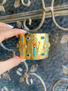 Special edition Egyptian motif bangle cuff 21 ct gold plated brass. Quartz and Pearl semi precious stones Designed by our Turkish designer. Handcrafted with great care. Egyptian Bracelet, Egyptian Motifs, Egypt Jewelry, Boho Bangle, Egyptian Jewelry, Gift For Woman, Bracelet Boho, Stone Design, Charm Bracelets