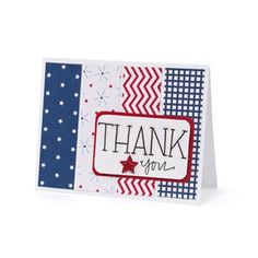 a thank card with stars and stripes