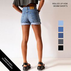 Pinterest Retro Short Length Relaxed Fit Jeans, Retro Relaxed Fit Short Jeans, Retro Relaxed Fit Short Length Jeans, Denim Jean Shorts With Rolled Hem For Summer, Summer Denim Shorts With Rolled Hem, Trendy Jean Shorts With Rolled Hem, Summer Medium Wash Jean Shorts With Rolled Hem, Retro High-waist Medium Wash Shorts, Retro High Waist Medium Wash Shorts