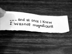 a piece of paper with the words and at once i knew i was not magnificent