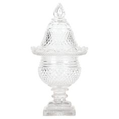 a clear glass candle holder on a white background