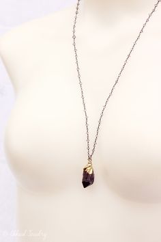 "*50% OFF - Discount already applied. Reg. Price $89.00. Purchase will be FINAL SALE.* Here is a listing for one bohemian inspired purple amethyst crystal point necklace set on a wire wrapped pink amethyst chain. This necklace is designed with layering in mind, wear it on its own or layer it with different length chains! You may choose your favourite purple amethyst crystal point pendant from image #3: ❥ Stone and Measurements: Pink Amethyst Beads 2-3mm A - 10X20MM B - 17X33MM C - 12X18MM ❥ Sett Hand Forged Amethyst Pendant Necklace, Hand Forged Purple Necklace For Gift, One Of A Kind Amethyst Jewelry Gift, One-of-a-kind Amethyst Jewelry As Gift, Custom Birthstone Ring, Golden Beryl, Crystal Point Necklace, Amazonite Necklace, Chakra Pendant