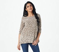 Go on, get a little wild in this animal print top. The flattering fit keeps you comfy even when things get crazy. From Belle by Kim Gravel. Kim Gravel, Get Crazy, Print Top, Go On, Print Tops, Round Neckline, Knit Top, Bell Sleeve Top, Length Sleeve