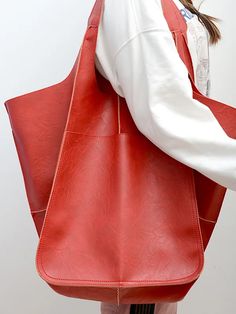 Red Double Handle Bag With Pockets, Red Shoulder Bag With Pockets For Shopping, Casual Pink Soft Leather Bag, Beach Blouse, Drape Maxi Dress, Midi Dress Casual, Maxi Knit Dress, Unique Print, Black N Yellow