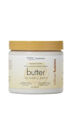 Citrus Fusion Hair + Body Butter - EDEN BodyWorks Eden Bodyworks, Acai Fruit, Fusion Hair, Citrus Aurantifolia, Aloe Vera Leaf, Nutrition Health, Citrus Scent, Shea Moisture Products, Daily Moisturizer