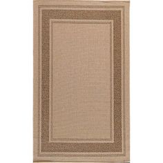 a beige and black area rug on a white background with a border in the middle