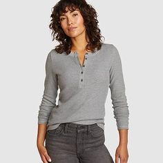 Women's Everyday Thermal Henley Womens Henley, Eddie Bauer Women, Thermal Shirt, Loungewear Women, Womens Loungewear, Outdoor Apparel, Eddie Bauer, 100 Years, Shirt Jacket