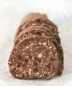 a close up of some food on a white surface