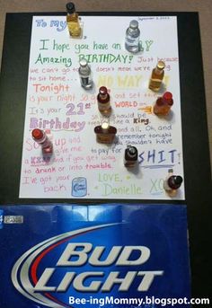 a bud light birthday card is displayed on the wall