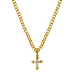 Materials18k gold filled Dimensions18'' chain, pendant 16x11mm*if you would like a different chain or length, please send us an email to hello@vieenbleu.com Yellow Gold Cross Pendant Chain Necklace, Yellow Gold Chain Necklace With Cross Pendant, Yellow Gold Cross Pendant Necklace With Rope Chain, Yellow Gold Crucifix Cross Necklace, 14k Gold-filled Gold Cross Pendant Necklace, Dainty Necklace Gold, Jewelry Gold Necklace, Dainty Cross Necklace, Necklace Gold Chain