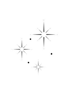 four snowflakes on a white background with black dots in the bottom right corner