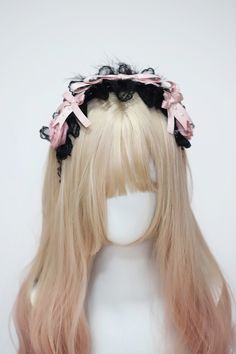 The price is for a KC/hairband only, others are not included. Steampunk Fashion Female, Steampunk Fashion Male, Gothic Skirts, Kawaii Goth, Fashion Inspiration Board, Hair Ribbons, Steampunk Accessories, Purple Satin, Yellow Lace