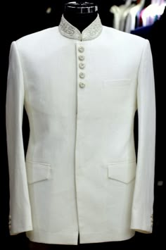 White Bandh Gala Jacket Jodhpuri Suits For Men Wedding, White Party Attire, Suit For Men Wedding, Prince Coat, Dress Suits For Men