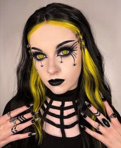 Spider Makeup, Yellow Hair, Makeup Looks, Yellow, Hair, Make Up Looks