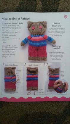 the instructions for making a knitted teddy bear