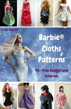 Barbie Clothes Patterns: 45+ Free Designs & Tutorials http://so-sew-easy.com/barbie-clothes-patterns-free-tutorials/?utm_campaign=coschedule&utm_source=pinterest&utm_medium=So%20Sew%20Easy&utm_content=Barbie%20Clothes%20Patterns%3A%2045%2B%20Free%20Designs%20and%20Tutorials #soseweasy #atsoseweasy #sewing #sewingtips #sewingtutorials #barbie Barbie Doll Clothes Patterns, Free Barbie, Accessoires Barbie, Barbie Dress Pattern, Dress Patterns Diy, Sewing Barbie Clothes, Barbie Sewing Patterns, Barbie Doll Clothes, Barbie Doll Clothing Patterns