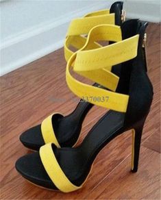 VCSHOES Women Yellow Banded Platform Stiletto Heel Gladiator Sandals Back Zipper-up Strap Cross High Heel Sandals Dress Heels 4.5 Gladiator Sandals Heels, Dress Heels, Platform Stilettos, Dress Sandals, Dress And Heels, Heel Sandals, High Heel Sandals, Stiletto Heel, Gladiator Sandals