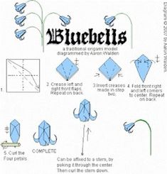 instructions for how to make an origami bluebells