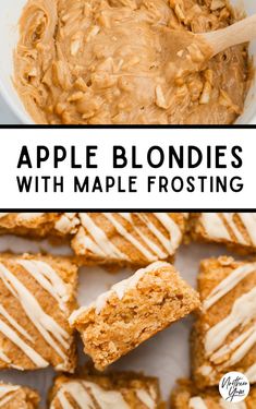 Apple Blondies with Maple Frosting Apple Blondies, Maple Frosting, Chocolate Candy Recipes, Diced Apples, Maple Glaze, Fall Flavors