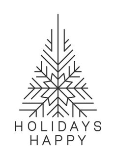 the holiday's happy logo with an abstract snowflake in black and white