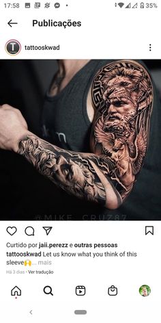 a man with tattoos on his arms and arm is shown in an instagramture