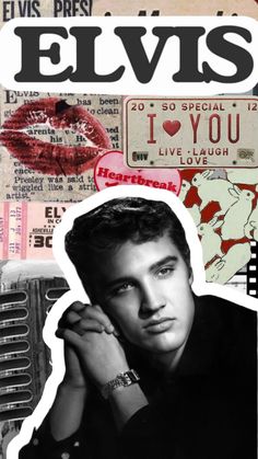 a collage of elvis presley on the cover of elvis's album i love you