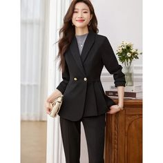 High Street Boss Lady Fancy Pantsuit | Suit Coat | Women's Pantsuits | – Own Your Drama Workwear Set With Single Button And Long Sleeves, Office Lady Long Sleeve Pantsuit For Career, Long Sleeve Office Lady Pantsuit For Work, Office Lady Long Sleeve Pantsuit For Workwear, Office Lady Long Sleeve Pantsuit, Elegant Sets With Lapel Collar And Pockets, Elegant Sets With Pockets And Lapel Collar, Career Pantsuit With Suit Collar For Fall, Professional Long Sleeve Pantsuit For Work