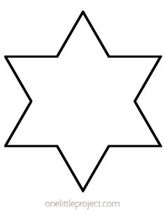 the star of david coloring page is shown in black and white, with one line on it