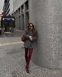 burgundy outfit, burgundy outfit ideas, maroon outfit, trendy fall outfits, burgundy tights Merlot Boots Outfit, Burgundy Outfits Female, Cherry Style Outfit, Burgundy Red Outfit, Burgundy Boots Outfit Winter, Brown And Burgundy Outfit, Burgundy Aesthetic Outfit, Burgundy Outfit Aesthetic, Burgundy Tights Outfit