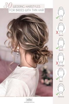 Wedding Guest Hairstyles For Short Fine Hair, Wedding Hair For Long Face Shape, Up Dos For Fine Hair Wedding, Over 40 Wedding Hairstyles, Bridal Updo For Thinner Hair, Bridal Fine Hair, Bride Hairstyles For Thinning Hair, Bridesmaid Updo For Fine Hair, Formal Hair For Fine Hair