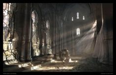 sunlight shining through the windows in an old cathedral