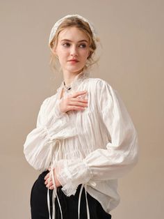 JENNIFER 33 | victorian linen blouse with lace – Linennaive White Linen Blouse, Victorian Blouse, Ruffled Neckline, Oversized Blouse, Linen Blouse, A Character, Wool Dress, Long Blouse, White Blouse