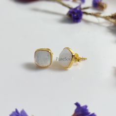 Natural Rainbow Moonstone Stud Earring, 925 Sterling Silver Stud, Blue Fire Moonstone Earring, Gemstone Stud, Statement Earring, New Year Gift Gemstone Earring Metal- 925 Sterling Silver Polish- Gold Gemstone- Natural Rainbow Moonstone Color- White Stone Shape- Cushion Theme- Love & Friendship Style- Boho & Hippie Product Status: Ready to Ship You can also have a look on our other amazing similar products here- >Blue Topaz Stud Earring- https://www.etsy.com/listing/1256801934/natural-blue-topaz-stud-earring-925?click_key=0d24f892a4b26eadaddd5777367cf32e27df1882%3A1256801934&click_sum=ed8e7223&ref=shop_home_active_121&pro=1&frs=1 >Rose Quartz Stud Earring- https://www.etsy.com/listing/1299659578/rose-quartz-stud-earring-925-sterling?click_key=116daa4e35b7464ad5df30ee30696537923f0ebb%3A12996 White Moonstone Birthstone Earrings, White Earrings With Natural Stones For Gift, Dainty White Gemstone Earrings, White Birthstone Earrings Fine Jewelry, Rough Stone Ring, Red Garnet Earrings, Silver Polish, June Birthstone Jewelry, 1 Rose