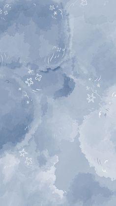 an abstract blue background with white flowers and swirls in the sky, watercolor