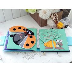 two cards with ladybugs on them sitting next to each other